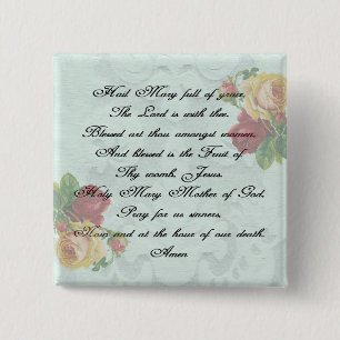 Hail Mary Prayer Vierkante Button 5,1 Cm