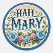 Hail Mary Religious Floral Ronde Sticker (Voorkant)