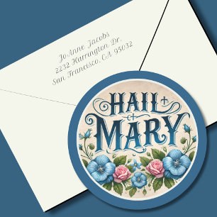 Hail Mary Religious  Floral Ronde Sticker