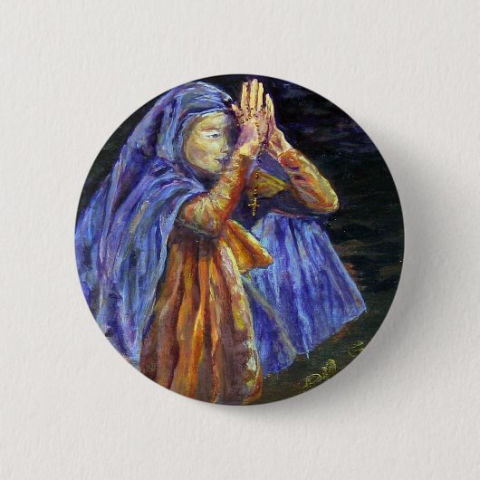 Hail Mary Rosary-schilderkunst Ronde Button 5,7 Cm (Voorkant)