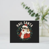 Hail Santa Claus Sleigher Kerstman Metal Briefkaart (Staand voorkant)