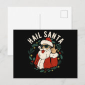Hail Santa Claus Sleigher Kerstman Metal Briefkaart (Voorkant / Achterkant)