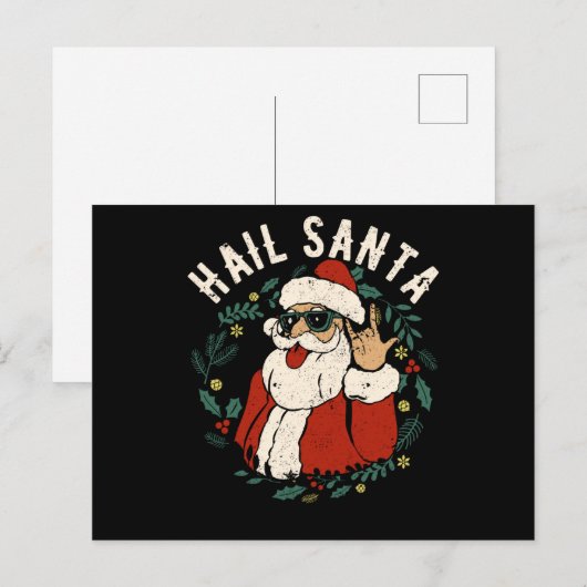Hail Santa Claus Sleigher Kerstman Metal Briefkaart (Voorkant / Achterkant)