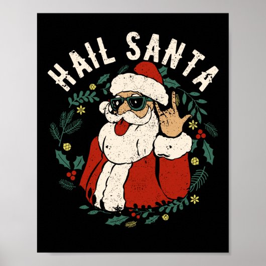 Hail Santa Claus Sleigher Kerstman Metal Poster (Voorkant)