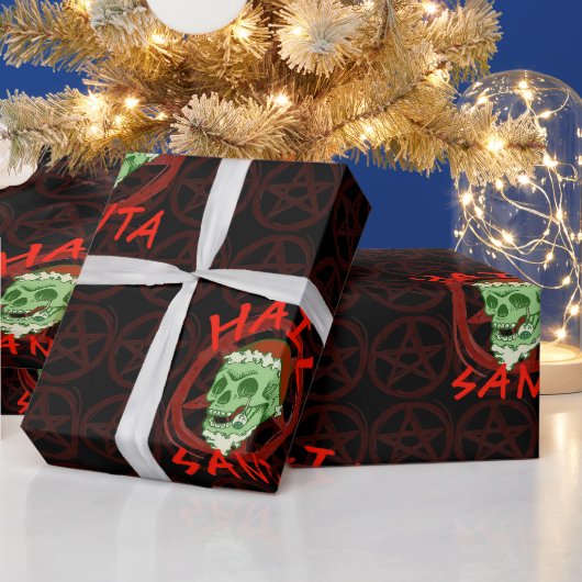 Hail Santa - Halloween Zombie Rocker Skull Cadeaupapier (Feestdagen)