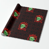 Hail Santa - Halloween Zombie Rocker Skull Cadeaupapier (Uitgerold)