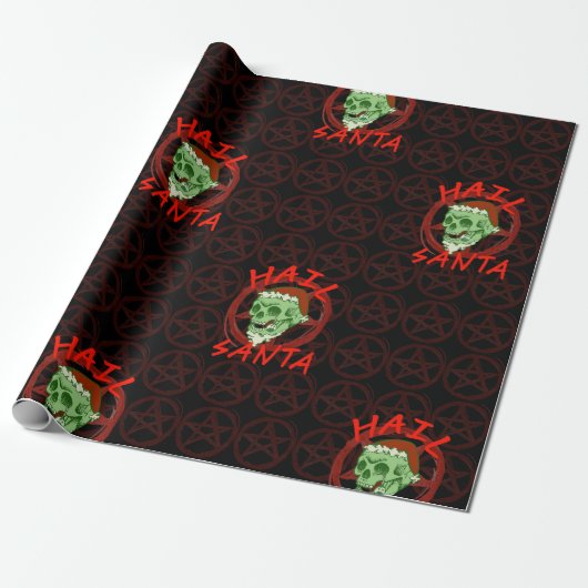 Hail Santa - Halloween Zombie Rocker Skull Cadeaupapier (Uitgerold)