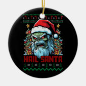 Hail Santa Heavy Metal Headbanger Lelijk Kerstfees Keramisch Ornament (Voorkant)