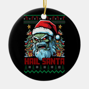 Hail Santa Heavy Metal Headbanger Lelijk Kerstfees Keramisch Ornament