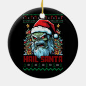 Hail Santa Heavy Metal Headbanger Lelijk Kerstfees Keramisch Ornament (Achterkant)