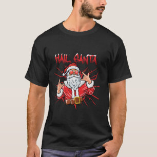 Hail Santa Heavy Solstice Rock Roll Rocker Kerstmi T-shirt