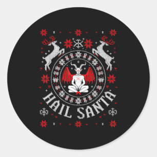 Hail Santa lelijke kersttrui Mediterende Demon Ronde Sticker
