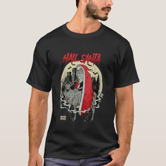 Hail Santa Retro Horror Ugly Kerstmis T-shirt (Voorkant)