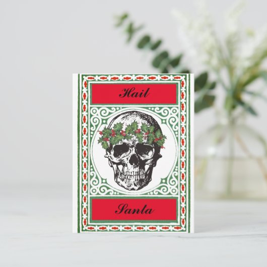 Hail Santa Skull-kerstkaart Briefkaart (Staand voorkant)