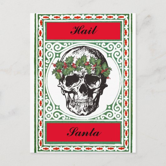 Hail Santa Skull-kerstkaart Briefkaart (Voorkant)