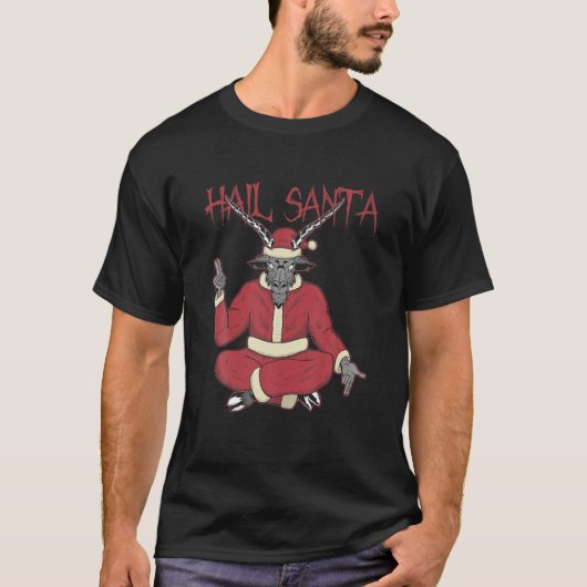 Hail Santa Ugly KerstSweater Rock Metal Satan T-shirt (Voorkant)