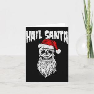 Hail Santa! Vintage Schedel & Kerstman Hoed Retro  Kaart