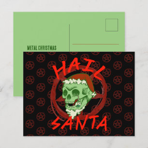  Hail Santa Zombie Halloween Skull Feestdagenkaart