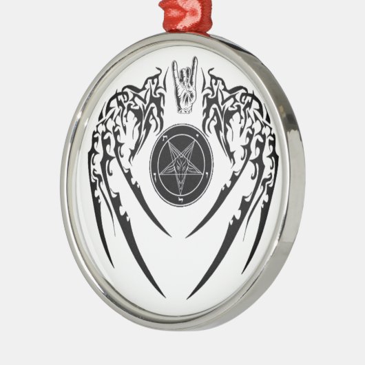 Hail Satan Baphomet Horns and Wings Ornament of P (Links)