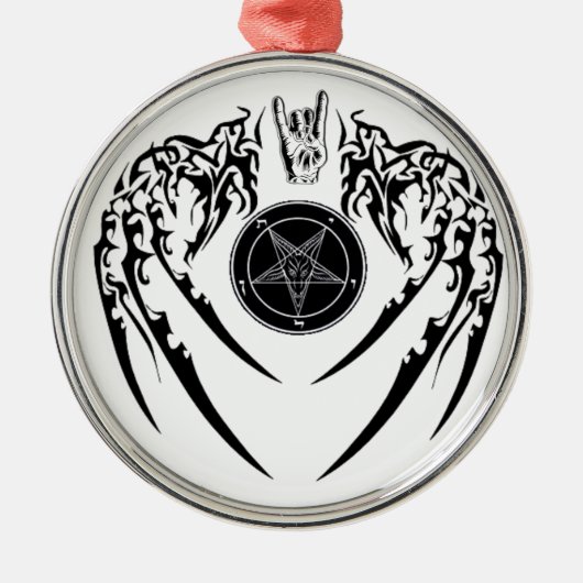 Hail Satan Baphomet Horns and Wings Ornament of P (Voorkant)
