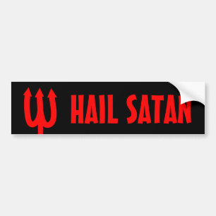 Hail Satan bumper sticker met rode devils vork