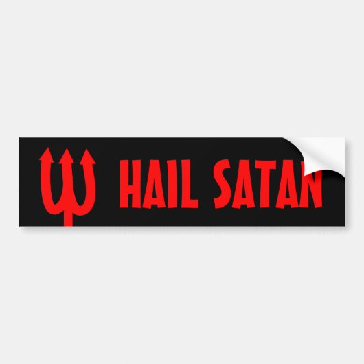 Hail Satan bumpersticker met rode duivelsvork (Voorkant)