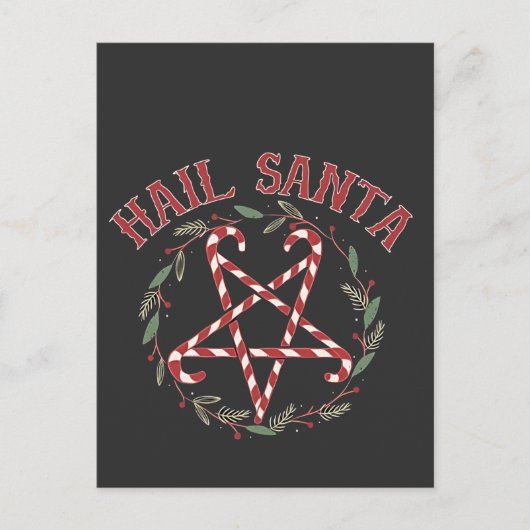 Hail Satan Christmas Krampus Xmas Devil Snoep Aankondigingskaart (Voorkant)
