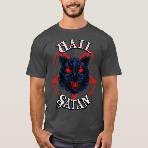 Hail Satan Demon Cat Black Metal Occult Kat T-shirt