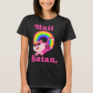 Hail Satan Eenhoorn Kat Regenboog, Grappige Death  T-shirt