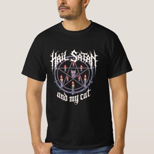 Hail Satan en mijn kat T-shirt (Voorkant)