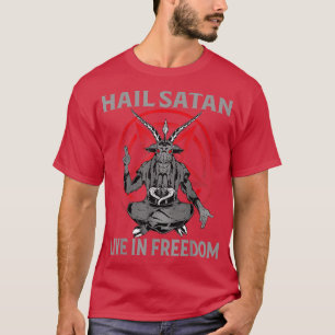 Hail Satan Freedom Baphomet Sataninsm Pentagram op T-shirt