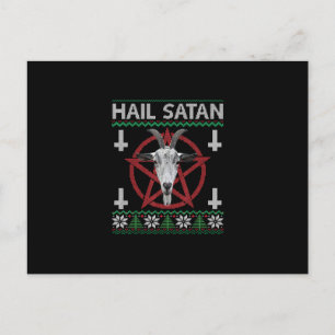 Hail Satan Geitenkop Pentagram Grappige Satanische Feestdagenkaart