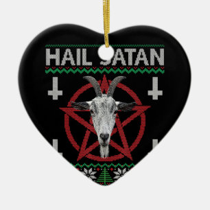 Hail Satan Goat Head Pentagram Funny Satanic Ugly Keramisch Ornament