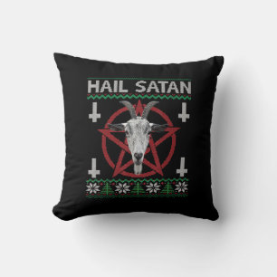 Hail Satan Goat Head Pentagram Funny Satanic Ugly Kussen
