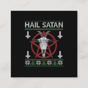 Hail Satan Goat Head Pentagram Funny Satanic Ugly Vierkante Visitekaartje
