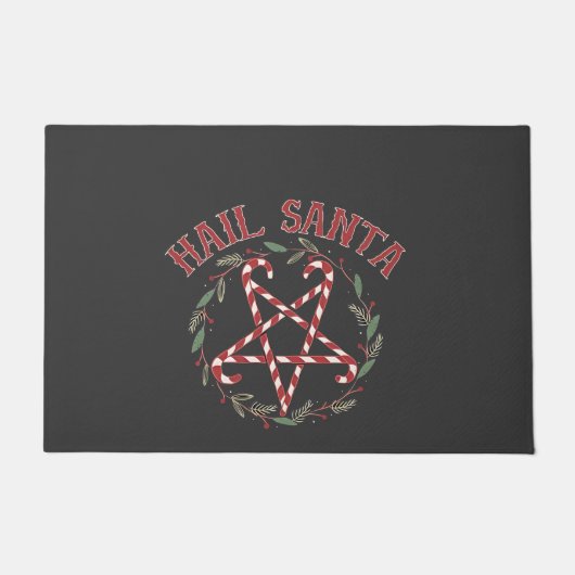 Hail Satan Kerstmis Krampus Kerstmis Duivel Snoep Deurmat (Voorkant)