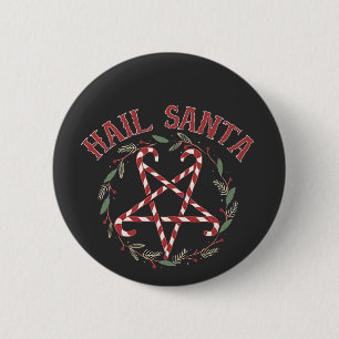Hail Satan Kerstmis Krampus Kerstmis Duivel Snoep Ronde Button 5,7 Cm