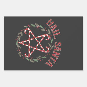 Hail Satan Kerstmis Krampus Kerstmis Duivel Snoepg Inpakpapier Vel