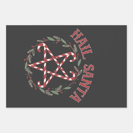 Hail Satan Kerstmis Krampus Kerstmis Duivel Snoepg Inpakpapier Vel (Voorkant)