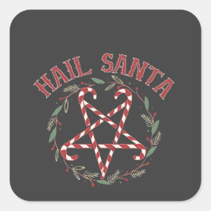 Hail Satan Kerstmis Krampus Xmas Duivel Snoep Vierkante Sticker