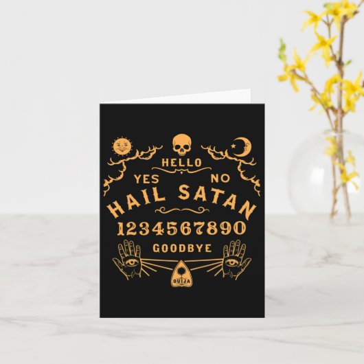 Hail Satan Occult Horror Atheïst Wicca Satanisch O Kaart (Gele Bloem)