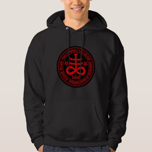 Hail Satan - Pentagram - Cross 666 Hoodie (Voorkant)