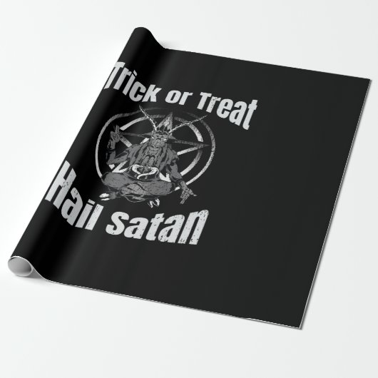 Hail Satan Pentagram Goat Halloween Cadeaupapier (Uitgerold)