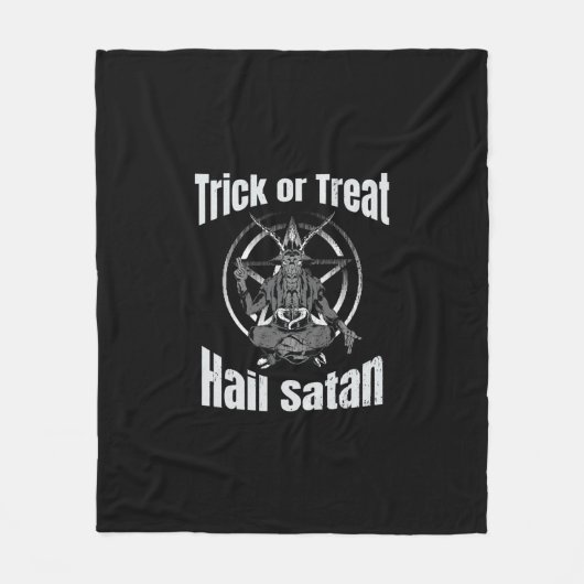 Hail Satan Pentagram Goat Halloween Fleece Deken (Voorkant)