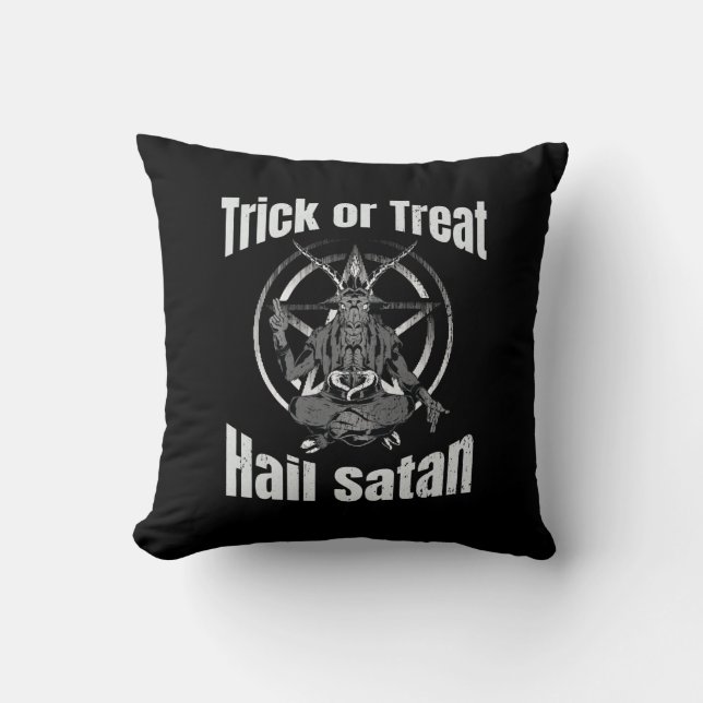Hail Satan Pentagram Goat Halloween Kussen (Voorkant)