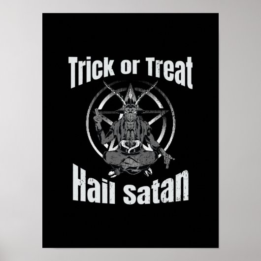 Hail Satan Pentagram Goat Halloween Poster (Voorkant)