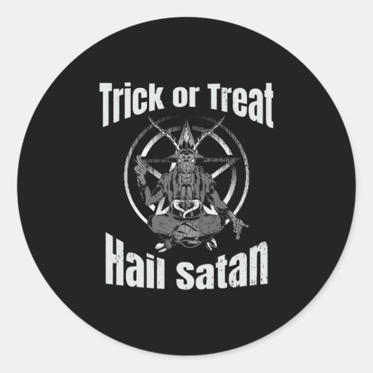 Hail Satan Pentagram Goat Halloween Ronde Sticker (Voorkant)