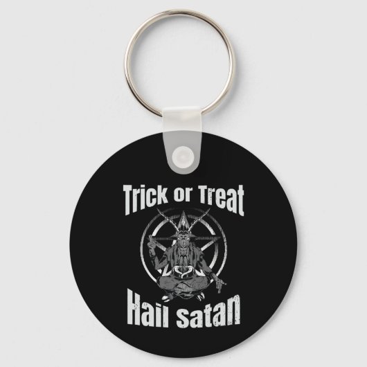 Hail Satan Pentagram Goat Halloween Sleutelhanger (Voorkant)