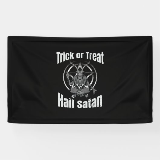 Hail Satan Pentagram Goat Halloween Spandoek (Horizontaal)
