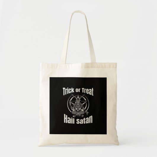 Hail Satan Pentagram Goat Halloween Tote Bag (Voorkant)